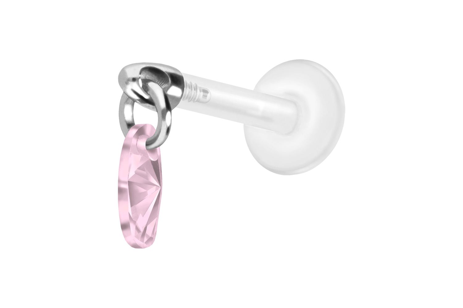 PTFE Labret Piercing mit Innengewinde + Titan-Aufsatz KRISTALLOVAL
